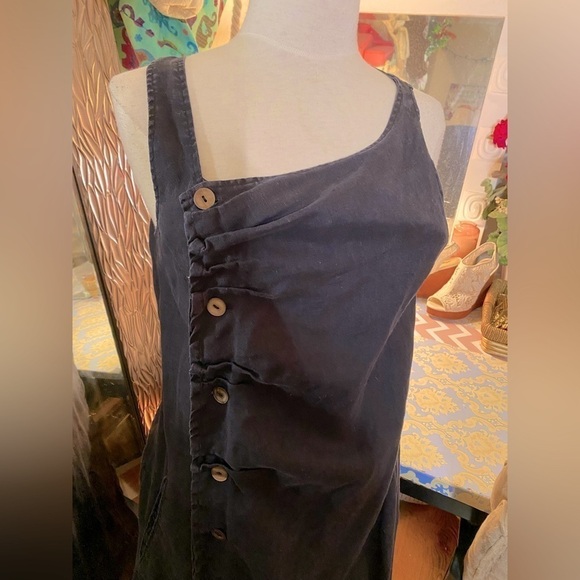 🌹Animale🌹 Linen Asymmetrical Sleeveless Button Up Dress - Picture 4 of 13